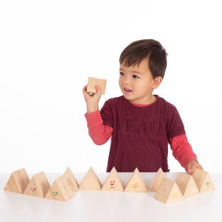 Set di Prismi Sonori in Legno - Dimensioni 5 x 6 cm - Confezione da 12 Pezzi