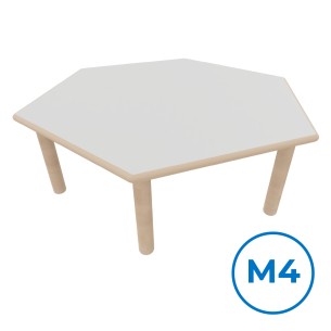 Tavolo Esagonale Infanzia - Dimensioni 128 x 111 x 53 cm - Colore Piano Latte