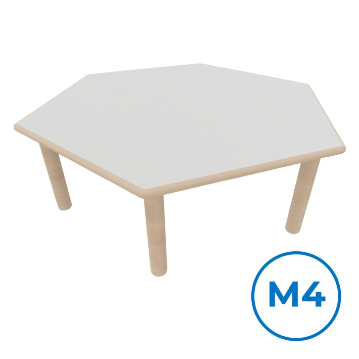 Tavolo Esagonale Infanzia - Dimensioni 128 x 111 x 53 cm - Colore Piano Latte