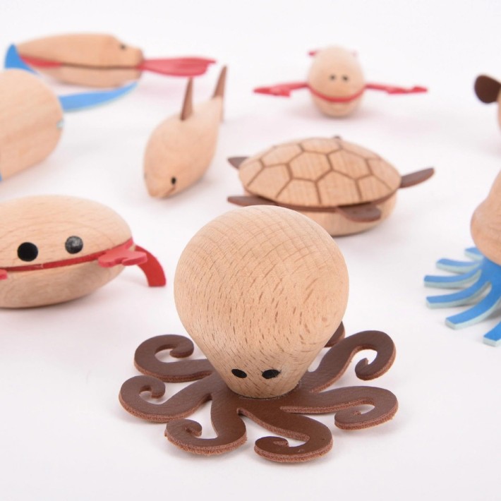 Set 10 Creature del Mare in Legno