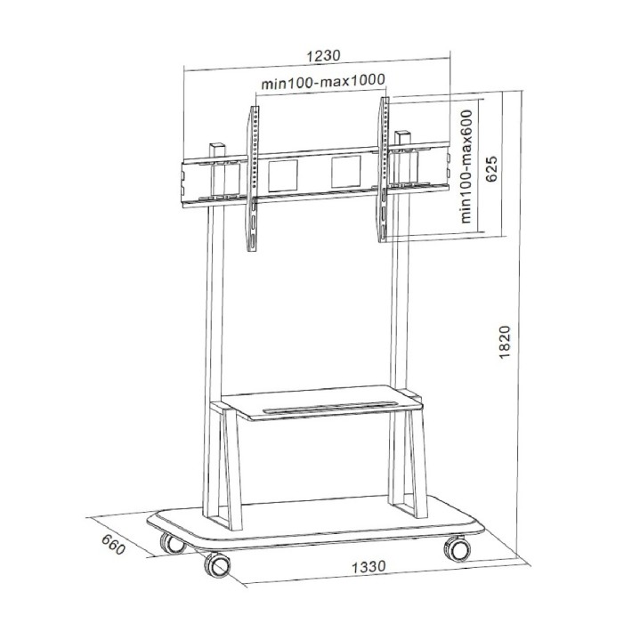 Carrello per monitor - VESA Max 1000x600 - fino a 150 kg - con Staffa