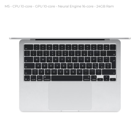 Notebook 13.6" - Apple MacBook Air - M5 CPU 10‑core  GPU 10‑core - Ram 24GB - SSD 1TB - MacOs Tahoe - Silver