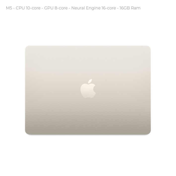 Notebook 13.6" - Apple MacBook Air - M5 CPU 10‑core  GPU 8‑core - Ram 16GB - SSD 512GB - MacOs Tahoe - Starlight
