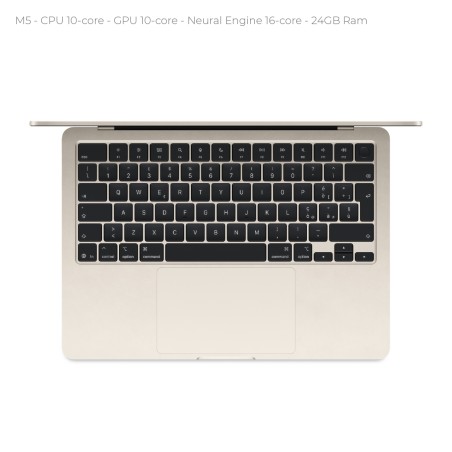 Notebook 15.3" - Apple MacBook Air - M5 CPU 10‑core  GPU 10‑core - Ram 24GB - SSD 1TB - MacOs Tahoe - Starlight