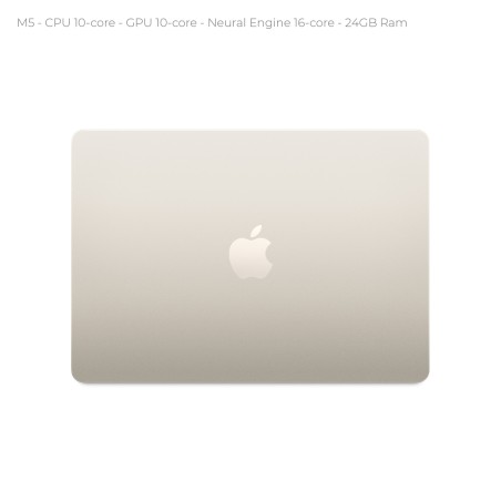 Notebook 15.3" - Apple MacBook Air - M5 CPU 10‑core  GPU 10‑core - Ram 24GB - SSD 1TB - MacOs Tahoe - Starlight