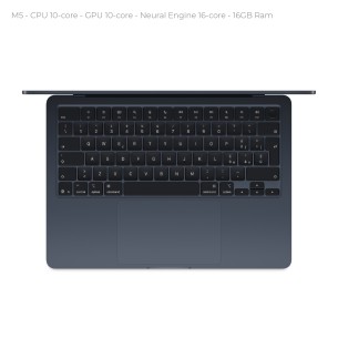 Notebook 13.6" - Apple MacBook Air - M5 CPU 10‑core  GPU 10‑core - Ram 16GB - SSD 1TB - MacOs Tahoe - Midnight 2