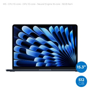 Notebook 15.3" - Apple MacBook Air - M5 CPU 10‑core  GPU 10‑core - Ram 16GB - SSD 512GB - MacOs Tahoe - Midnight