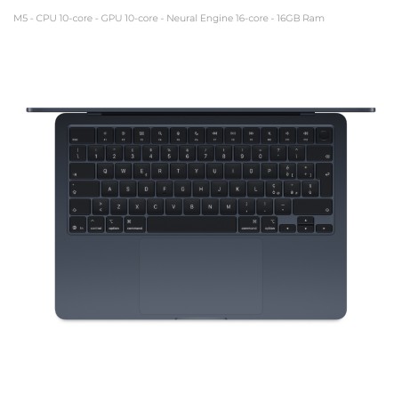 Notebook 15.3" - Apple MacBook Air - M5 CPU 10‑core  GPU 10‑core - Ram 16GB - SSD 512GB - MacOs Tahoe - Midnight