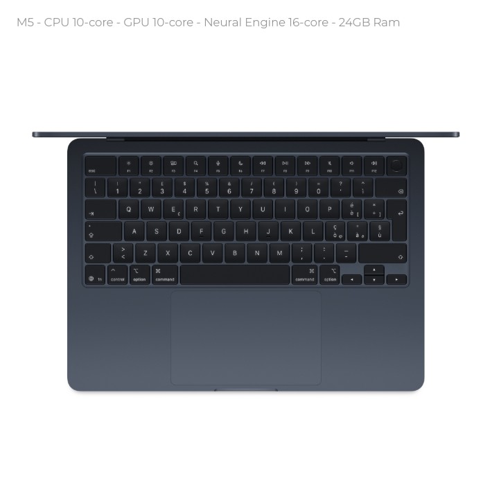 Notebook 15.3" - Apple MacBook Air - M5 CPU 10‑core  GPU 10‑core - Ram 24GB - SSD 1TB - MacOs Tahoe - Midnight