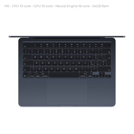 Notebook 15.3" - Apple MacBook Air - M5 CPU 10‑core  GPU 10‑core - Ram 24GB - SSD 1TB - MacOs Tahoe - Midnight