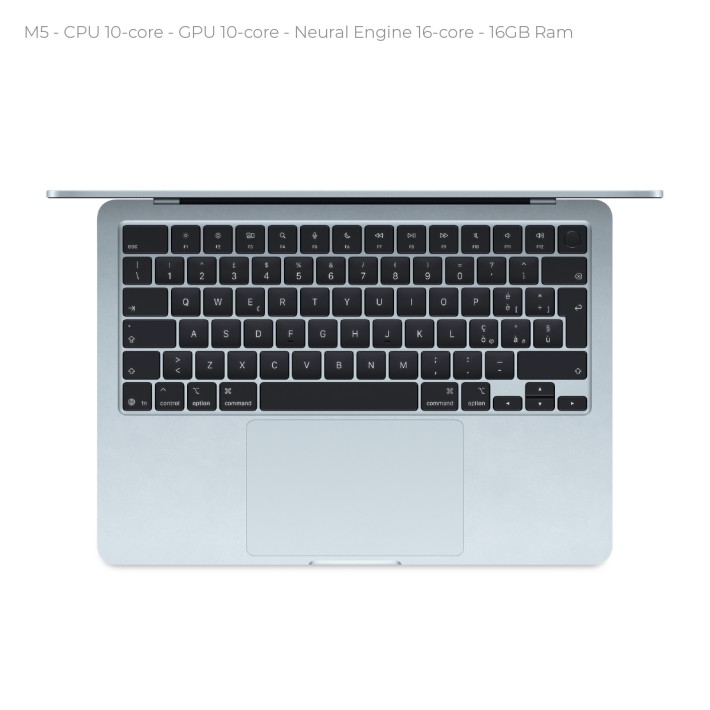 Notebook 15.3" - Apple MacBook Air - M5 CPU 10‑core  GPU 10‑core - Ram 16GB - SSD 512GB - MacOs Tahoe - Sky Blue