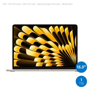 Notebook 15.3" - Apple MacBook Air - M5 CPU 10‑core  GPU 10‑core - Ram 16GB - SSD 1TB - MacOs Tahoe - Starlight
