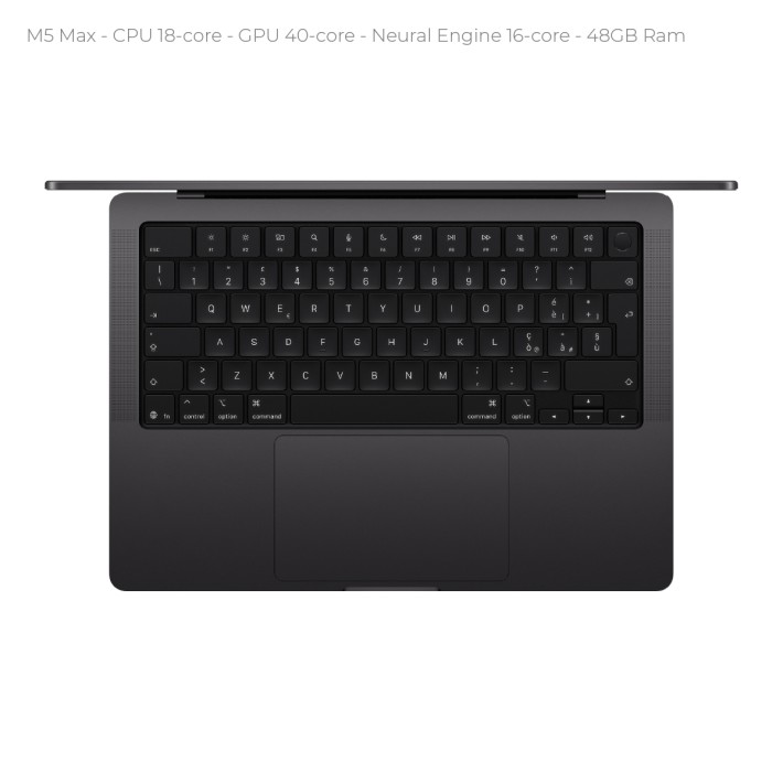 Notebook 16" - Apple MacBook Pro - M5 Max CPU 18‑core GPU 40‑core - Ram 48GB - SSD 2TB - MacOS Tahoe - Space Black