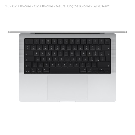 Notebook 14" - Apple MacBook Pro - M5 CPU 10‑core GPU 10‑core - Ram 32GB - SSD 1TB - MacOS Tahoe - Silver