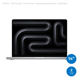 Notebook 14" - Apple MacBook Pro - M5 Pro  CPU 15‑core GPU 16‑core - Ram 24GB - SSD 2TB - MacOS Tahoe - Silver