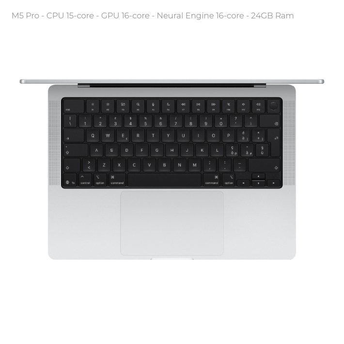 Notebook 14" - Apple MacBook Pro - M5 Pro  CPU 15‑core GPU 16‑core - Ram 24GB - SSD 2TB - MacOS Tahoe - Silver