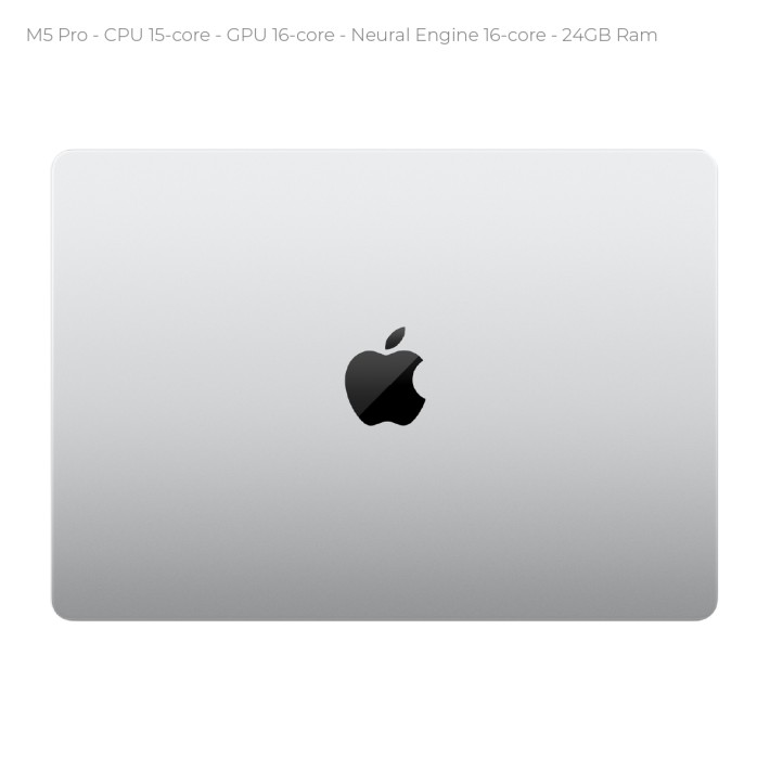Notebook 14" - Apple MacBook Pro - M5 Pro  CPU 15‑core GPU 16‑core - Ram 24GB - SSD 2TB - MacOS Tahoe - Silver