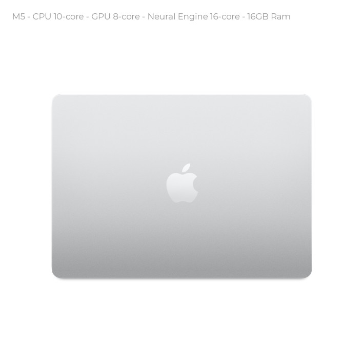 Apple MacBook Air 13.6" - M5 CPU 10 ‑ GPU 8 - Ram 16GB - 512GB SSD - Silver (Argento) - Alimentatore 30W non incluso
