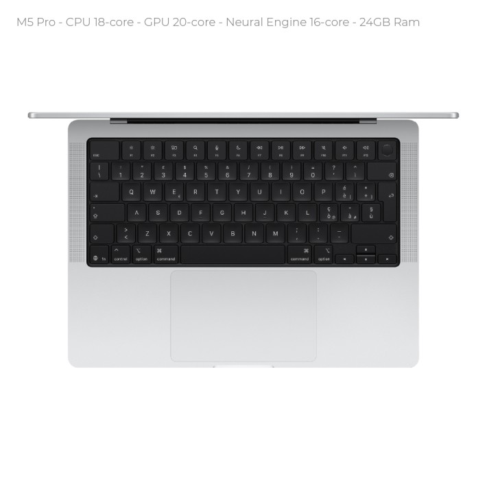 Notebook 14" - Apple MacBook Pro - M5 Pro  CPU 18‑core GPU 20‑core - Ram 24GB - SSD 2TB - MacOS Tahoe - Silver