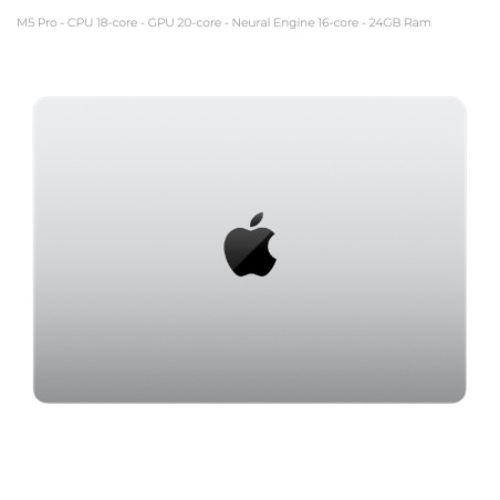 Notebook 14" - Apple MacBook Pro - M5 Pro  CPU 18‑core GPU 20‑core - Ram 24GB - SSD 2TB - MacOS Tahoe - Silver