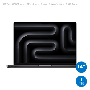 Notebook 14" - Apple MacBook Pro - M5 Pro  CPU 15‑core GPU 16‑core - Ram 24GB - SSD 1TB - MacOS Tahoe - Space Black