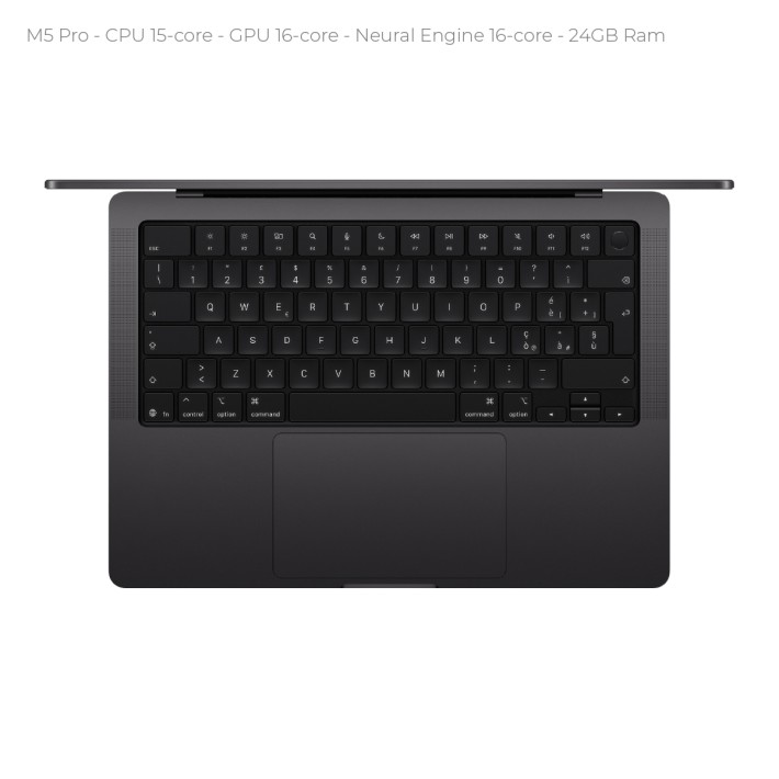 Notebook 14" - Apple MacBook Pro - M5 Pro  CPU 15‑core GPU 16‑core - Ram 24GB - SSD 1TB - MacOS Tahoe - Space Black