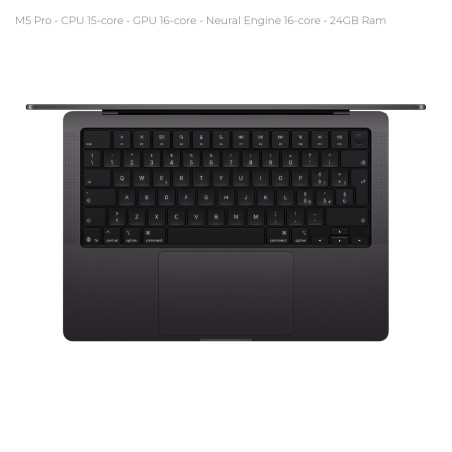 Notebook 14" - Apple MacBook Pro - M5 Pro  CPU 15‑core GPU 16‑core - Ram 24GB - SSD 1TB - MacOS Tahoe - Space Black