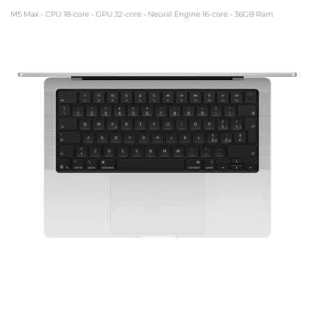 Notebook 16" - Apple MacBook Pro - M5 Pro  CPU 18‑core GPU 32‑core - Ram 36GB - SSD 2TB - MacOS Tahoe - Silver