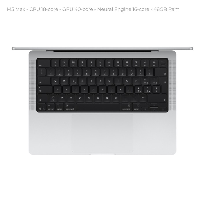 Notebook 16" - Apple MacBook Pro - M5 Max CPU 18‑core GPU 40‑core - Ram 48GB - SSD 2TB - MacOS Tahoe - Silver