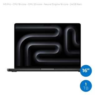 Notebook 16" - Apple MacBook Pro - M5 Pro CPU 16‑core GPU 20‑core - Ram 24GB - SSD 1TB - MacOS Tahoe - Space Black