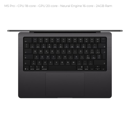 Notebook 16" - Apple MacBook Pro - M5 Pro CPU 16‑core GPU 20‑core - Ram 24GB - SSD 1TB - MacOS Tahoe - Space Black