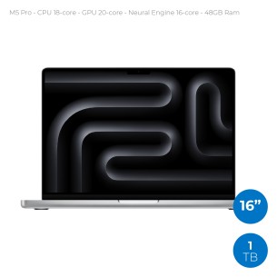 Notebook 16" - Apple MacBook Pro - M5 Pro CPU 16‑core GPU 20‑core - Ram 48GB - SSD 1TB - MacOS Tahoe - Space Black