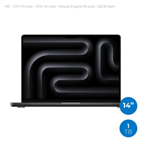 Notebook 14" - Apple MacBook Pro - M5 CPU 10‑core GPU 10‑core - Ram 32GB - SSD 1TB - MacOS Tahoe - Space Black