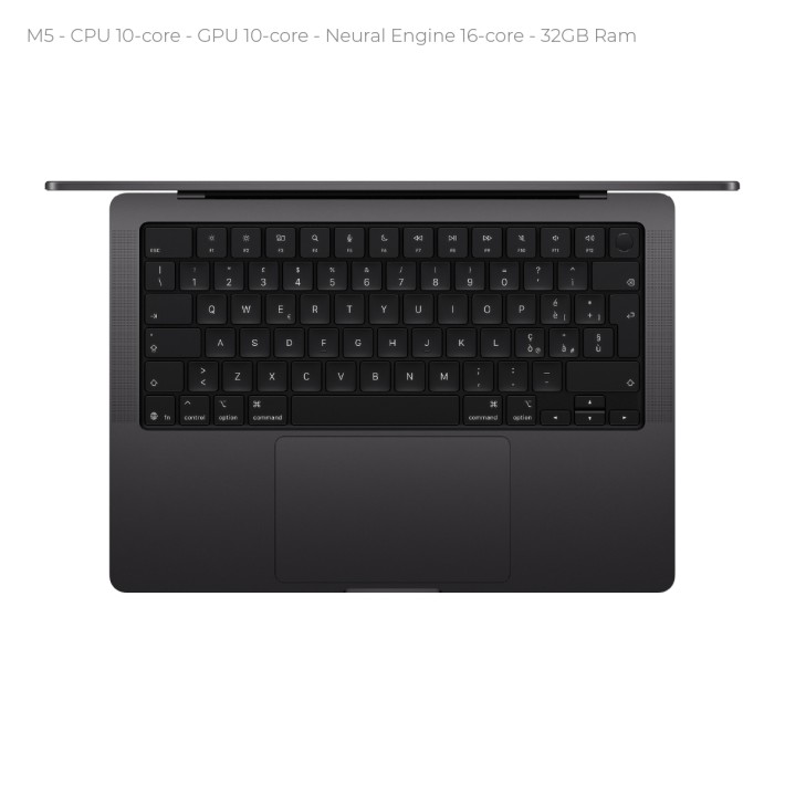 Notebook 14" - Apple MacBook Pro - M5 CPU 10‑core GPU 10‑core - Ram 32GB - SSD 1TB - MacOS Tahoe - Space Black