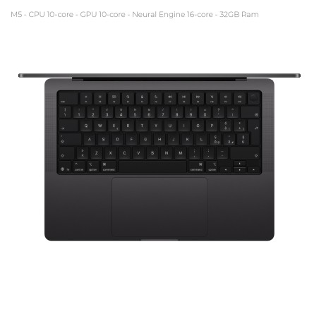 Notebook 14" - Apple MacBook Pro - M5 CPU 10‑core GPU 10‑core - Ram 32GB - SSD 1TB - MacOS Tahoe - Space Black