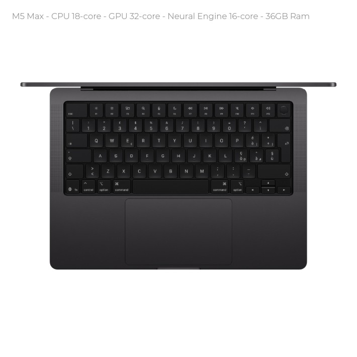 Notebook 16" - Apple MacBook Pro - M5 Max CPU 18‑core GPU 32‑core - Ram 36GB - SSD 2TB - MacOS Tahoe - Space Black