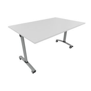 Tavolo Tiglio Fisso in Melaminico con Ruote - Dimensioni 160 x 70 x 76,5 cm - Colore Piano Bianco - Colore Struttura Grigio