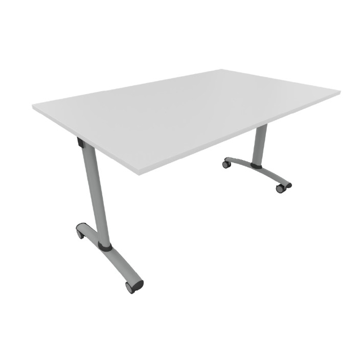 Tavolo Tiglio Fisso in Melaminico con Ruote - Dimensioni 160 x 70 x 76,5 cm - Colore Piano Bianco - Colore Struttura Grigio