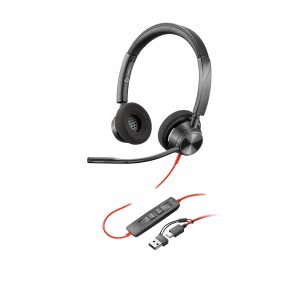 HP Poly Cuffie stereo Poly Blackwire 3320 con connettore USB-C, certificate per Microsoft Teams + adattatore USB-C/A