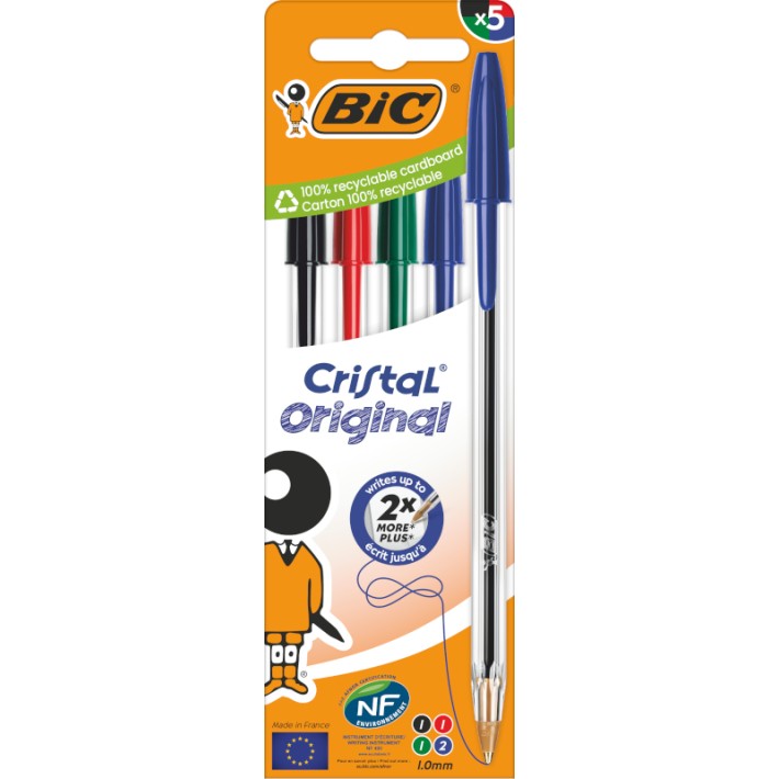 BIC 516346 penna a sfera Nero, Blu, Verde, Rosso Medio 5 pz