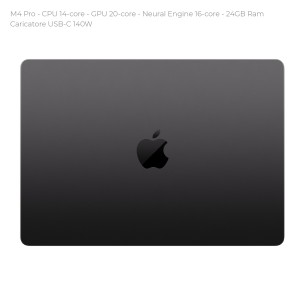 Notebook 16" - Apple MacBook Pro - M4 Pro CPU 14-core - GPU 20-core - Ram 24GB - SSD 512GB - MacOS Tahoe - Space Black