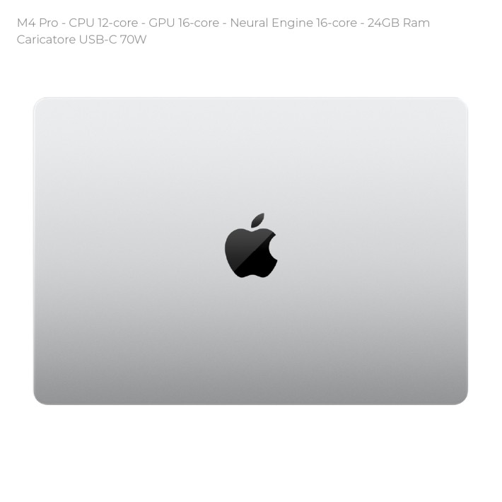 Notebook 14" - Apple MacBook Pro - M4 Pro CPU 12-core - GPU 16-core - Ram 24GB - SSD 512GB - MacOS Tahoe - Silver