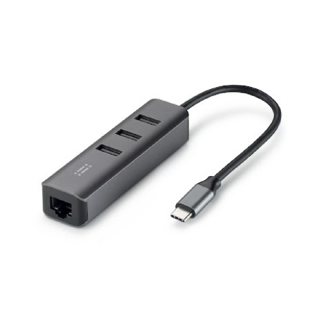 Aiino Link Hub USB-C con 3 porte USB-A e porta Ethernet - grigio siderale