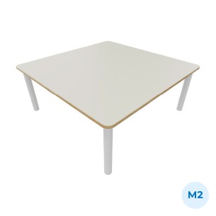 Tavolo Bebe Quadrato in Melaminico con Piedini - Dimensioni130x130x53cm- Colore Piano Bianco - Colore Gambe Bianco Opaco