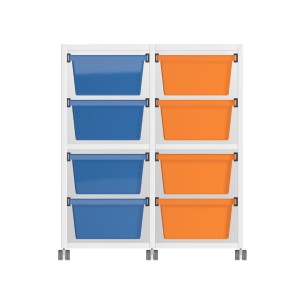 Carrello Edera a 2 Comparti con Ruote in Truciolare Ignifugo - Dimensioni 71 x 45 x 81 cm - con 8 Contenitori - Colore Bianco 2