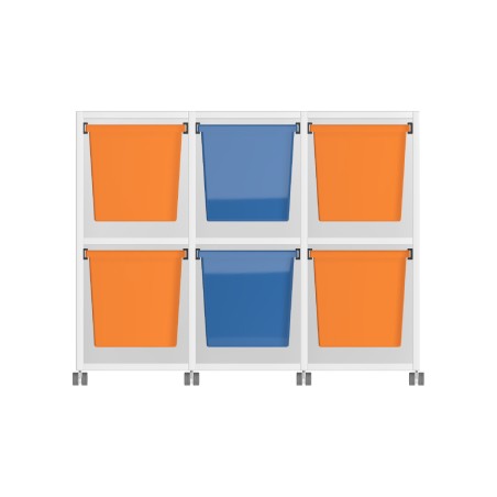 Carrello a 2 Comparti con Ruote in Truciolare Superficie Ignifuga B-s1.d0 - Dimensioni 105 x 45 x 81 cm - con 6 Contenitori