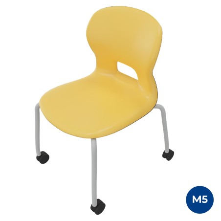 Sedia Gelso 4 Gambe con Ruote - Altezza Seduta 42,5 cm - Colore Scocca Giallo - Colore Struttura Grigio