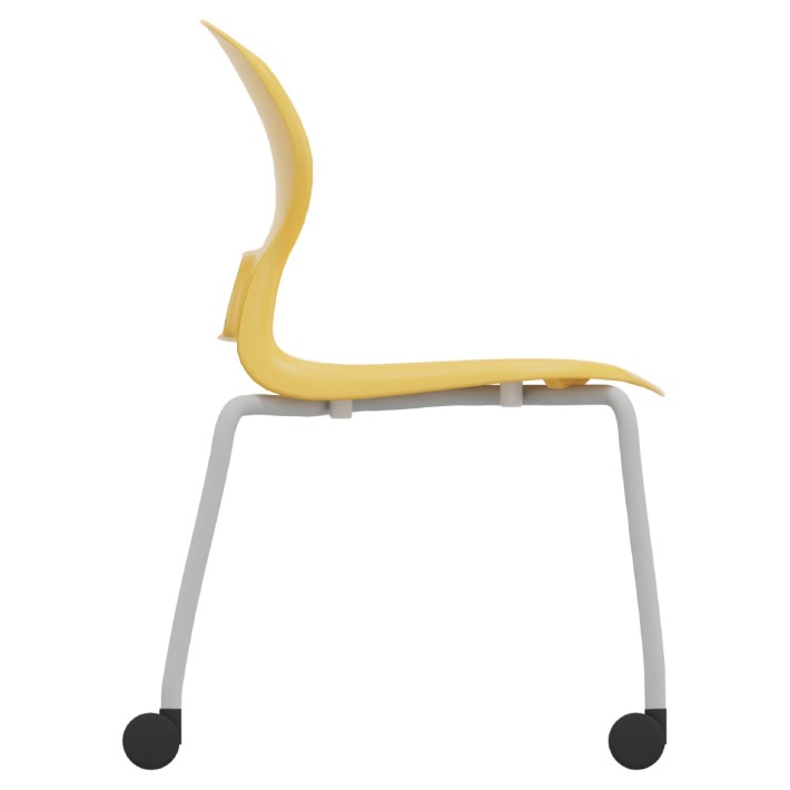 Sedia Gelso 4 Gambe con Ruote - Altezza Seduta 42,5 cm - Colore Scocca Giallo - Colore Struttura Grigio