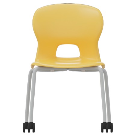 Sedia Gelso 4 Gambe con Ruote - Altezza Seduta 42,5 cm - Colore Scocca Giallo - Colore Struttura Grigio