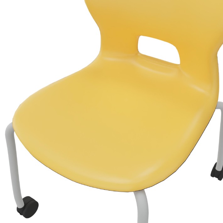 Sedia Gelso 4 Gambe con Ruote - Altezza Seduta 42,5 cm - Colore Scocca Giallo - Colore Struttura Grigio